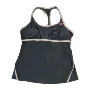 Champion Tank Top Swimwear Large T-Back Lined Activewear Black L
